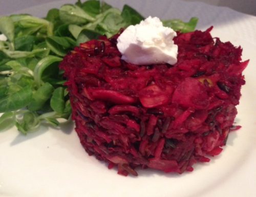 Molded  Beet and Zucchini Rice Cakes