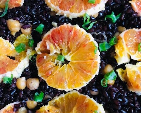 Black Venus Rice with Chickpeas and Orange